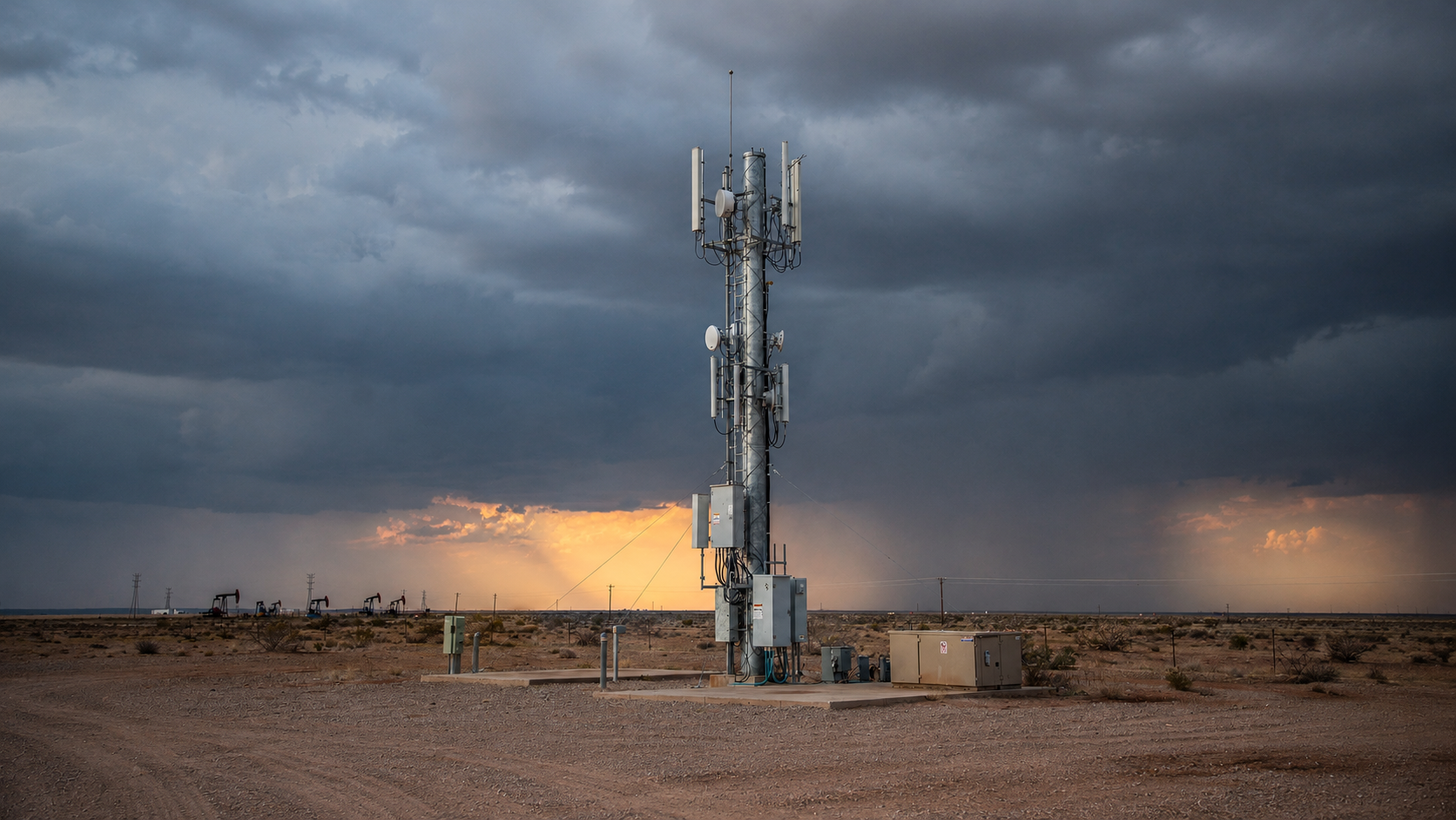 Telecom tower under storm
