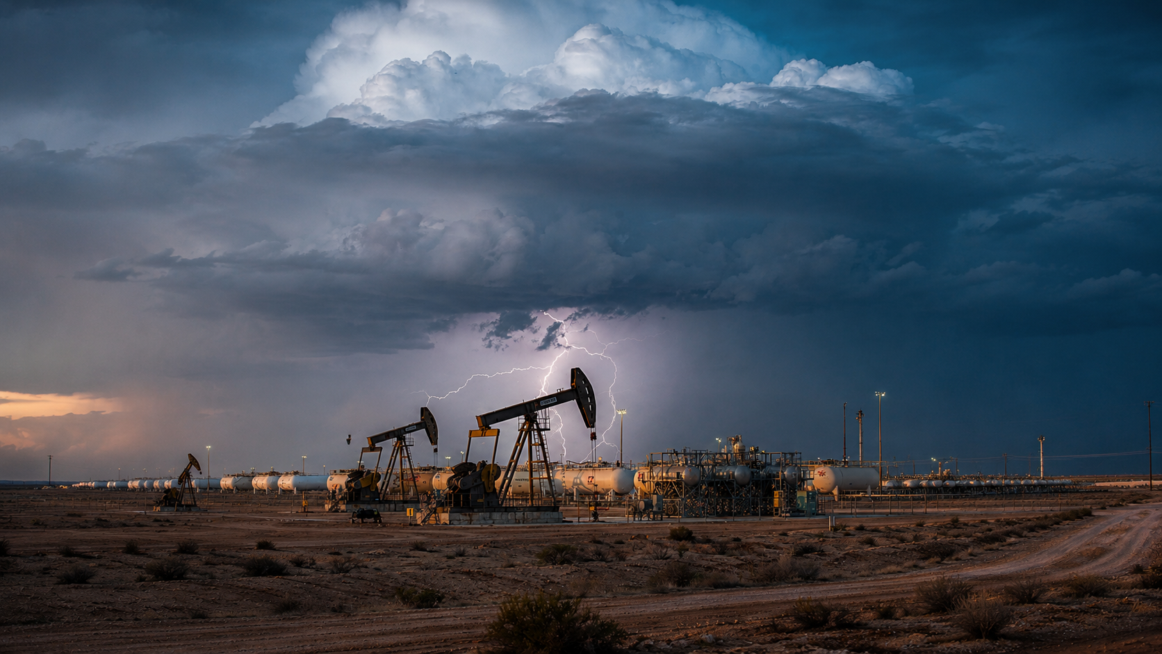 Oilfield under storm